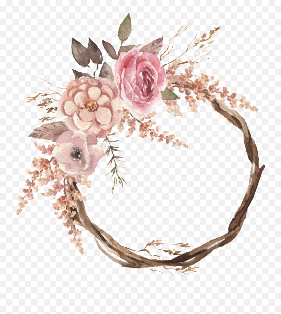 Sweet Wreath Watercolor Hand - Hand Drawn Flower Wreath Png,Floral Wreath Png
