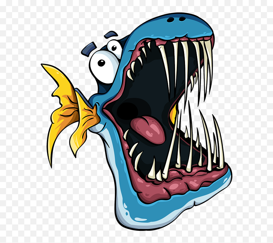 Fish Toothy Jaw Fun Character Sea Colorful Blue - Fish Png,Jaws Png