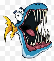 Fish Toothy Jaw Fun Character Sea Colorful Blue - Fish Png,Jaws Png