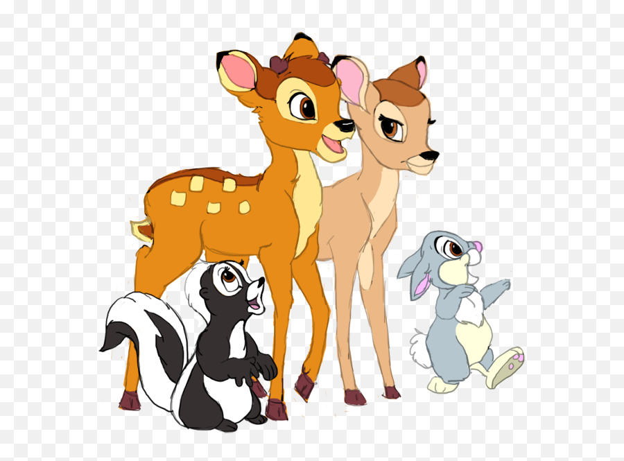 Download Hd Bambi Faline Thumper Flower - Bambi And Bambi And Thumper And Faline Png,Bambi Png