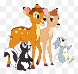 Download Hd Bambi Faline Thumper Flower - Bambi And Bambi And Thumper And Faline Png,Bambi Png