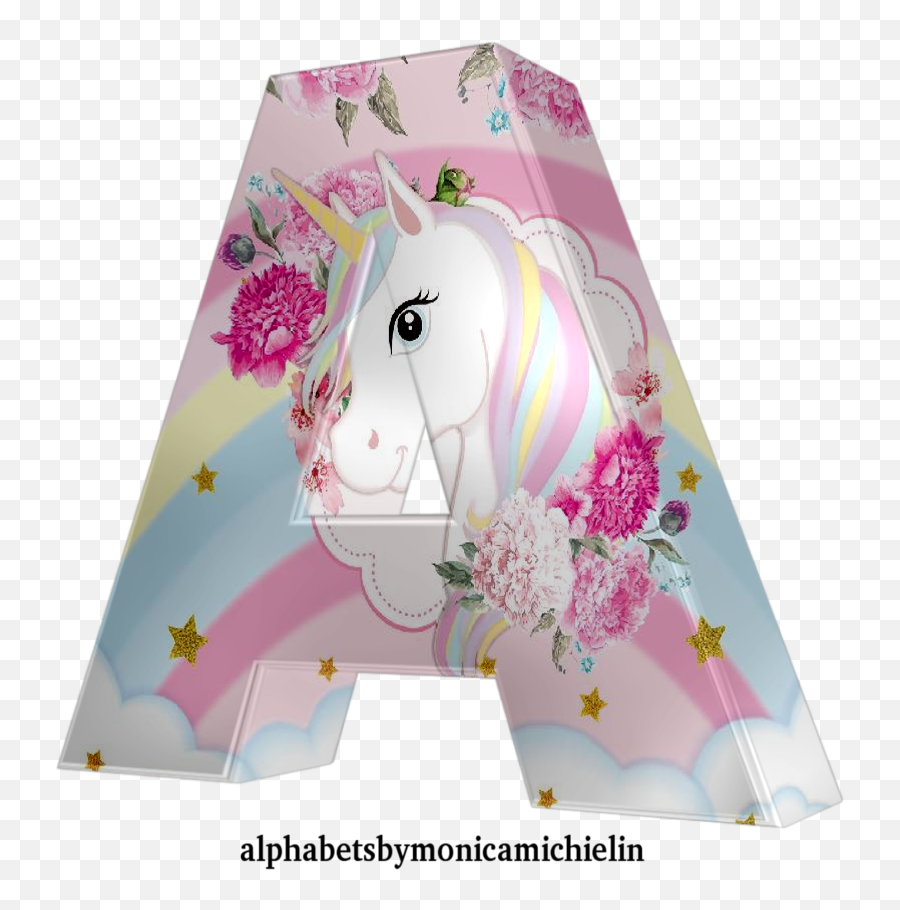 Monica Michielin Alfabetos 6 - Soft Pink Unicorn Alphabet Cartoon Png,Unicornio Png