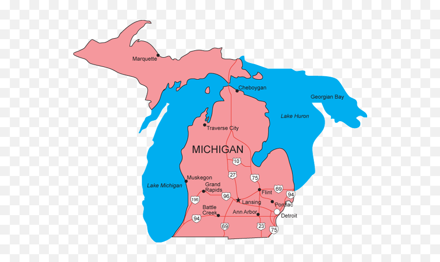 Picture Of State Michigan - Simple Michigan State Map Png,Michigan Outline Transparent