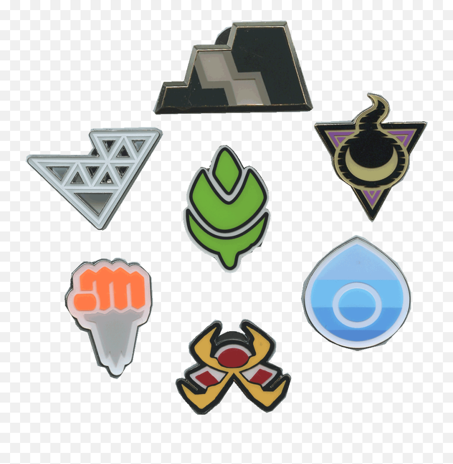 Pokemon Champions Path Gym 7 Badge Collector Pin Set - Geometric Png,Pokemon Icon Set