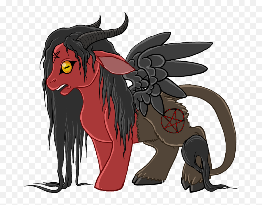 Klumpeh Baphomet Horn Pegasus Pentagram Ponified - My My Little Pony Satan Png,Baphomet Png