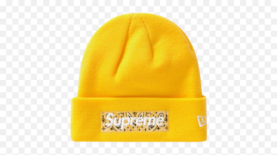 Supreme New Era Box Logo Beanie Fw19 Yellow - Beanie Png,Supreme Box Logo Png