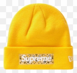 Supreme New Era Box Logo Beanie Fw19 Yellow - Beanie Png,Supreme Box Logo Png