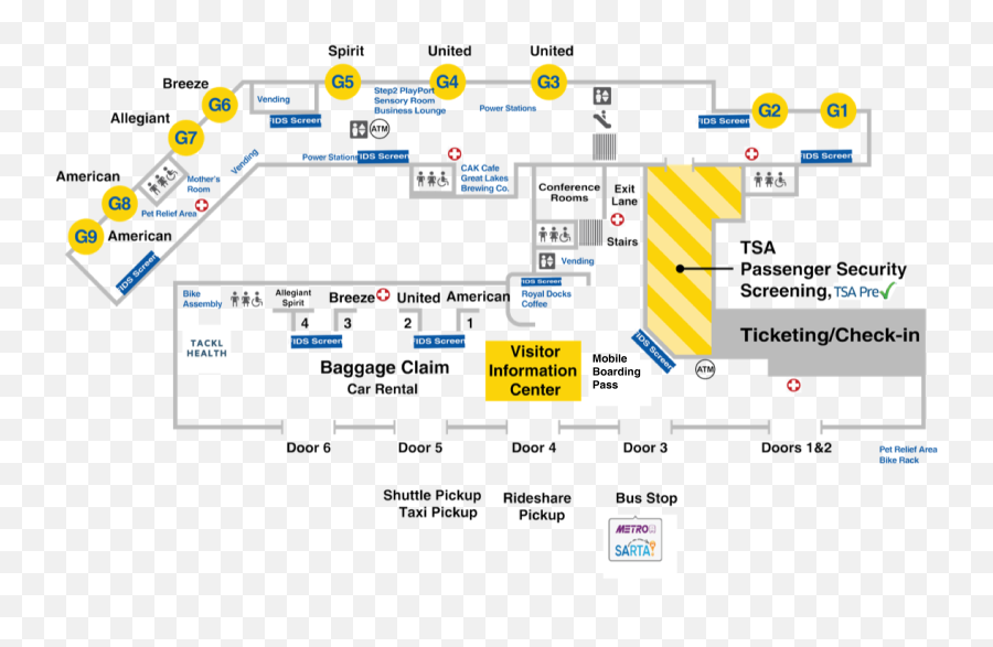 Cak Airport Map Akron - Canton Airport Akroncanton Airport Vertical Png,Airport Map Icon