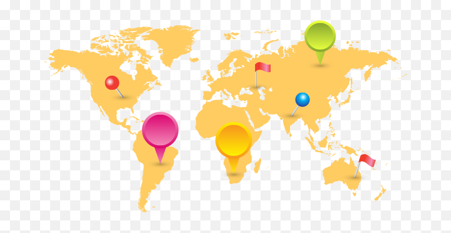 World Map With Mark Pins - Vector And Transparent Png The Free Download World Map,Free Vector Png