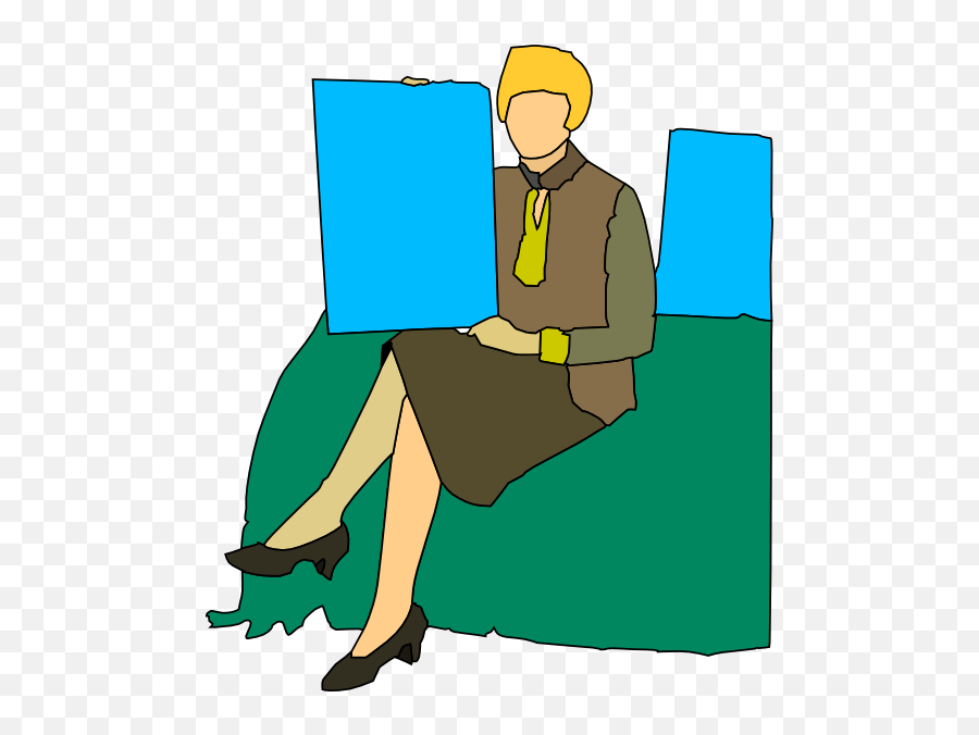 Woman Sitting Cartoon Clip Art - Vector Clip Clip Art Png,Woman Sitting Png