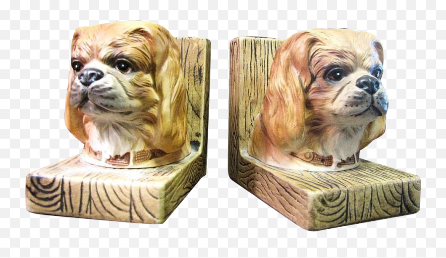 Download Pair Of Dog Head Ceramic Bookends - Tibetan Spaniel Tibetan Spaniel Png,Dog Head Png