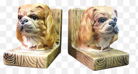 Download Pair Of Dog Head Ceramic Bookends - Tibetan Spaniel Tibetan Spaniel Png,Dog Head Png