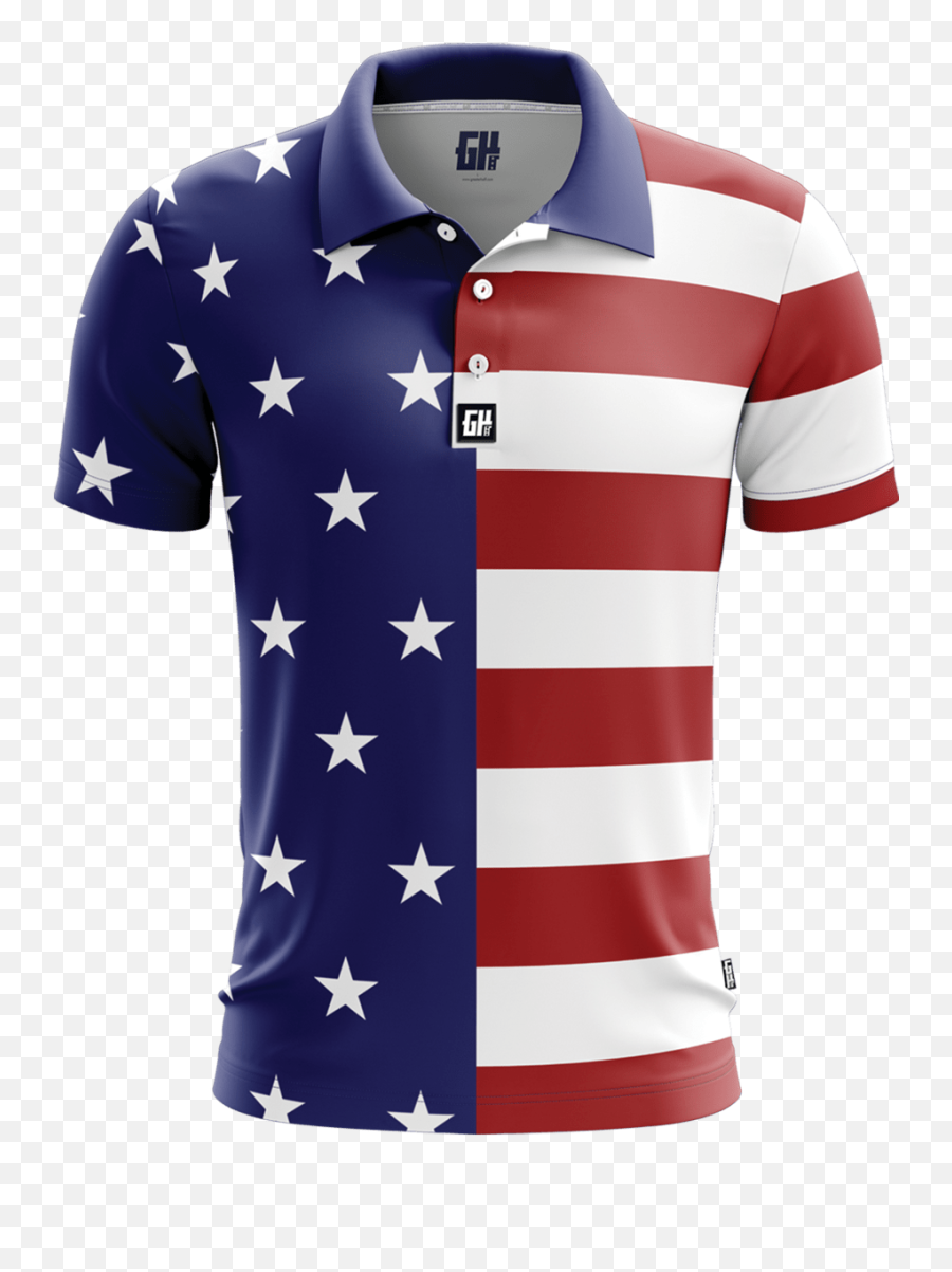 Usa Flag Golf Polo American Af - Aaf Nation Usa Flag Polo Shirt Png,Golf Flag Png