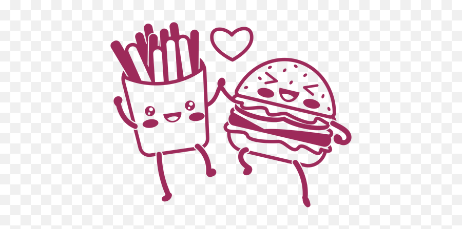 Stroke Burger Fries Holding Hands - Transparent Png U0026 Svg Hambufer And Fires Svg,Burger And Fries Png