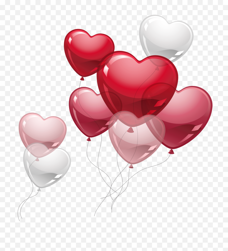 Download Pink Birthday Balloons Clip Art - Heart Balloons Valentines Day Balloons Transparent Png,White Balloons Png