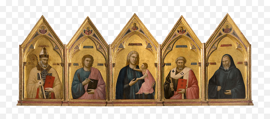 Portable Icon With The Virgin Eleousa Medieval Art - Badia Polyptych Giotto Png,Icon Of Madonna And Child