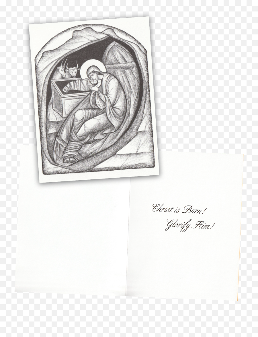 Pk - 51 Charcoal Nativity Card Assortment Png,Christ Is Born Icon