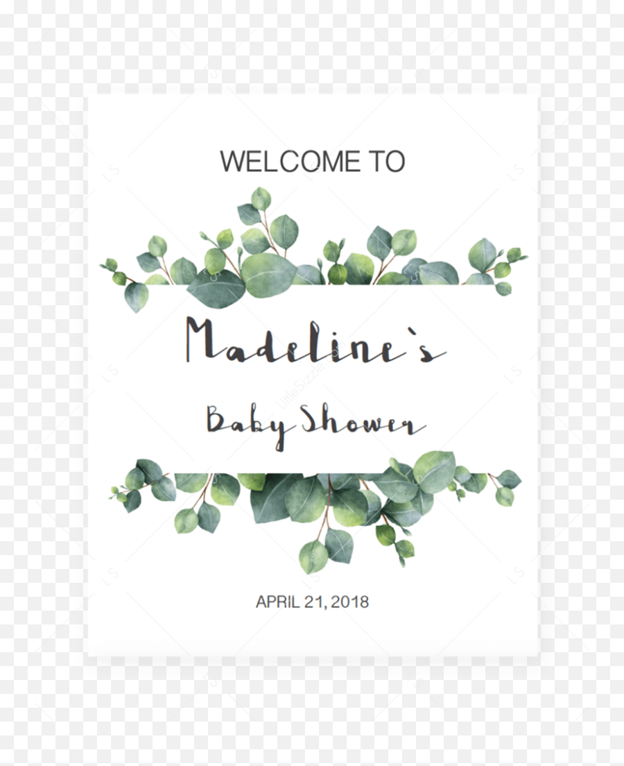 Download Eucalyptus Baby Shower Welcome Sign By Littlesizzle - Vajo Nitai Gour Radhe Png,Eucalyptus Leaves Png