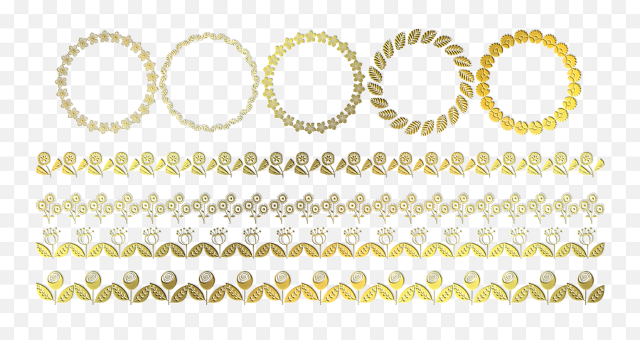 Retro Flower Wreath Borders Gold - Free Image On Pixabay Decorative Png,Gold Border Png