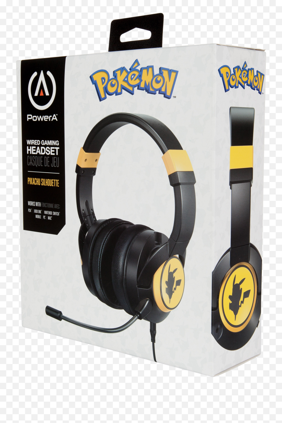 Powera Pokémon Wired Gaming Headset - Pokémon Wired Gaming Headset Pikachu Silhouette Png,Headphones Silhouette Png