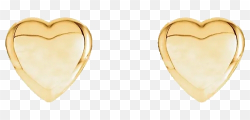 14k Yellow Gold Heart Earrings - png