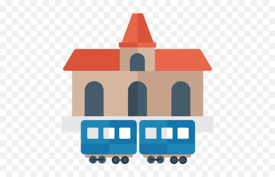 Free Train Station Icon Of Flat Style - Train Station Illustration Png,Train Station Icon Vector