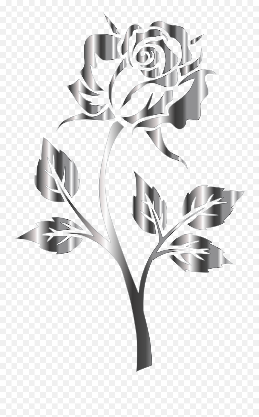 Stainless Steel Rose Silhouette - Rose Silhouette With No Background Png,White Rose Transparent Background