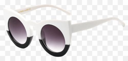 Funny Round Lens Color Block Cat Eye Sunglasses - For Teen png