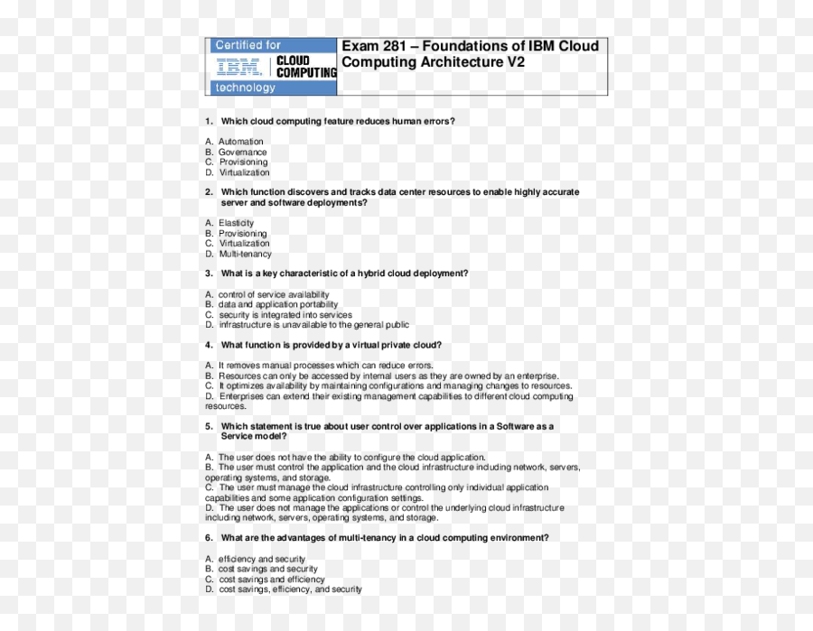 Pdf Exam 281 U2013 Foundations Of Ibm Cloud Computing - Document Png,Ibm Cloud Icon