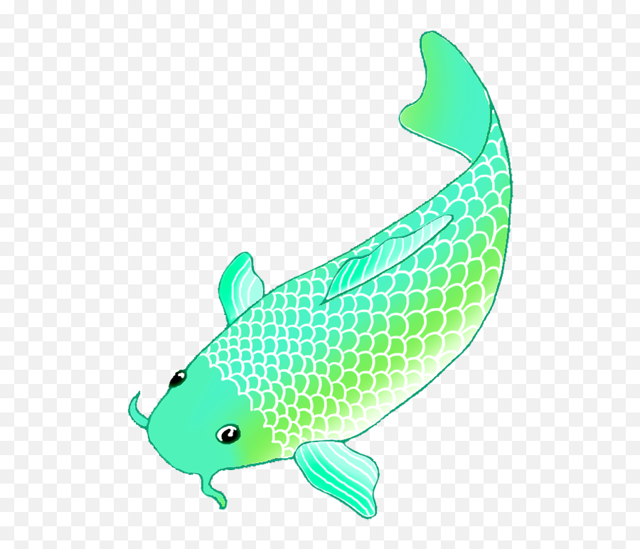 Koi Carp Clipart Transparent - Koi Fish Gif Png Full Size Green Koi Fish Drawing,Koi Fish Png