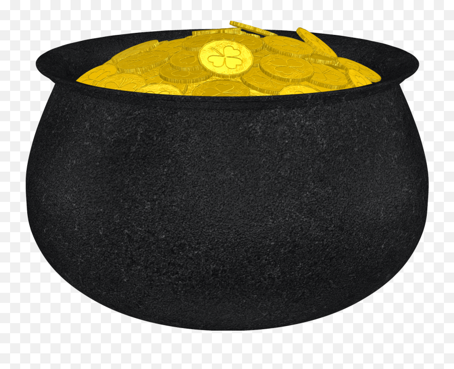 Pot Of Gold With Shamrock And Coins Png Picture - Cartoon Pot Of Gold,Gold Coins Png