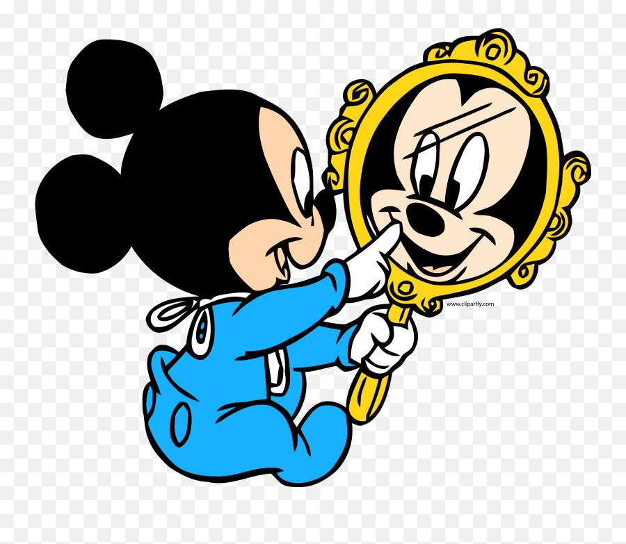 Baby Mickey Mirror Looking Clipart Png U2013 Clipartlycom - Mirror Clip Art,Mirror Png