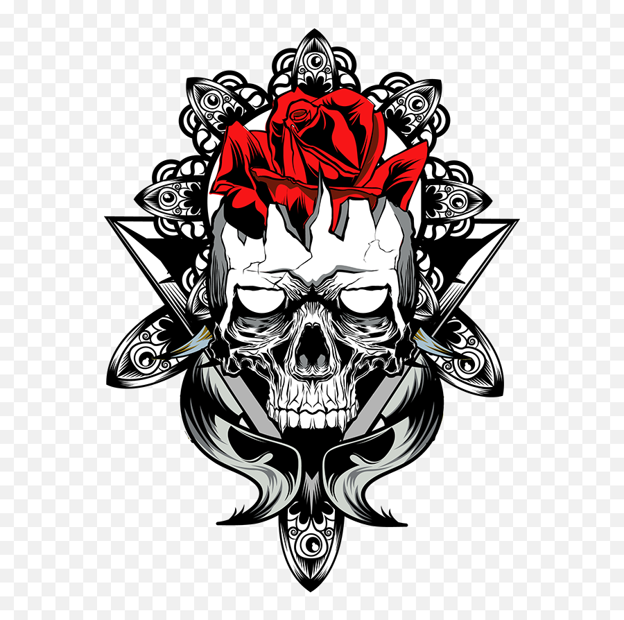 Badass Skull Png Transparent - Logo Skull And Roses,Badass Png