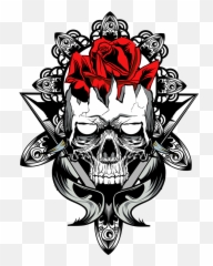Badass Skull Png Transparent - Logo Skull And Roses,Badass Png