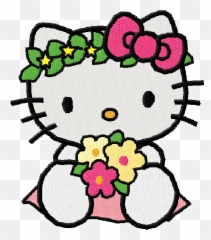 Hello Kitty Embroidery - Pink Transparent png