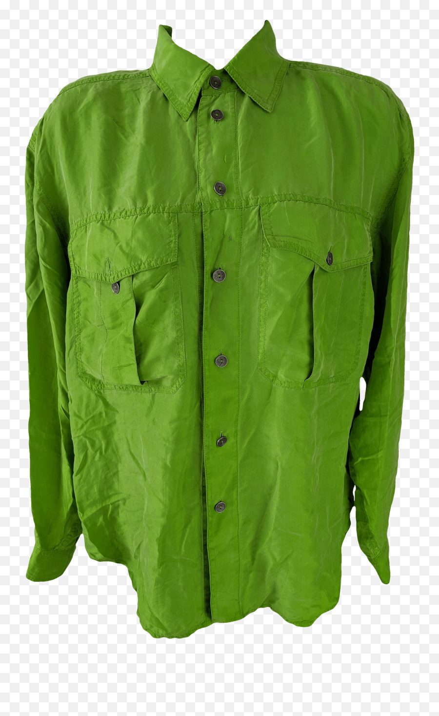 Vintage Green Pocket Button Up Shirt By Liz Wear - Free Long Sleeve Png,Pocket Icon
