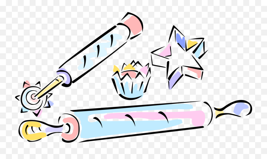 Rolling Pin With Baking Tools - Vector Image Bakery Rolling Png Vector,Baking Png