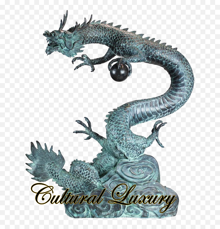 Asian Dragon With Oriental Power Orb - Asian Dragon Statue Png,Asian Dragon Png
