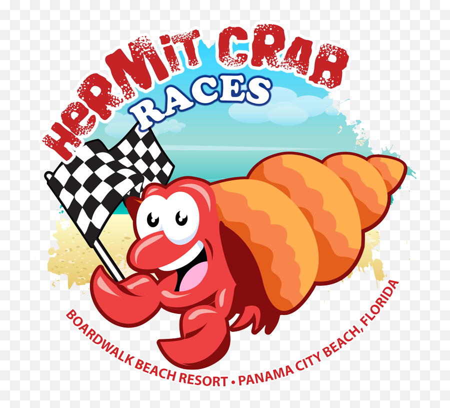 Crab Race Logo U0026 Sticker Boardwalk Beach Resort - Beach Cartoon Png,Boardwalk Png