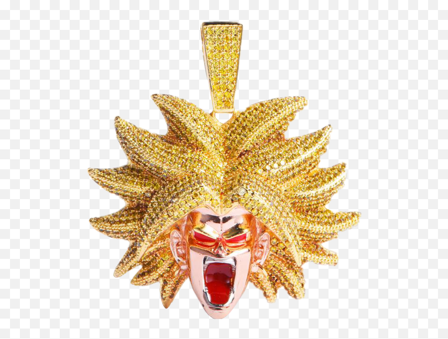 Dragonballz Broly Gold Pendant Png Official Psds - Iced Out Goku Chain,Dragonball Z Png