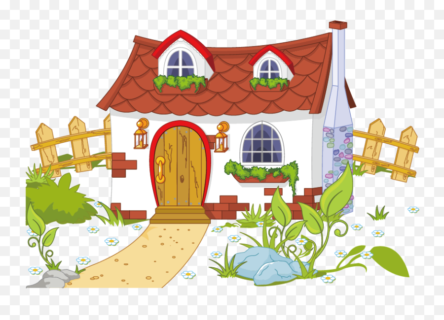 Cottage Fence Free Png Hq Clipart - House With Garden Clipart,Cottage Png