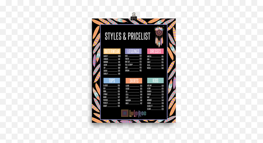 Download Hd Lularoe Price List Poster - Horizontal Png,Lularoe Logo Png