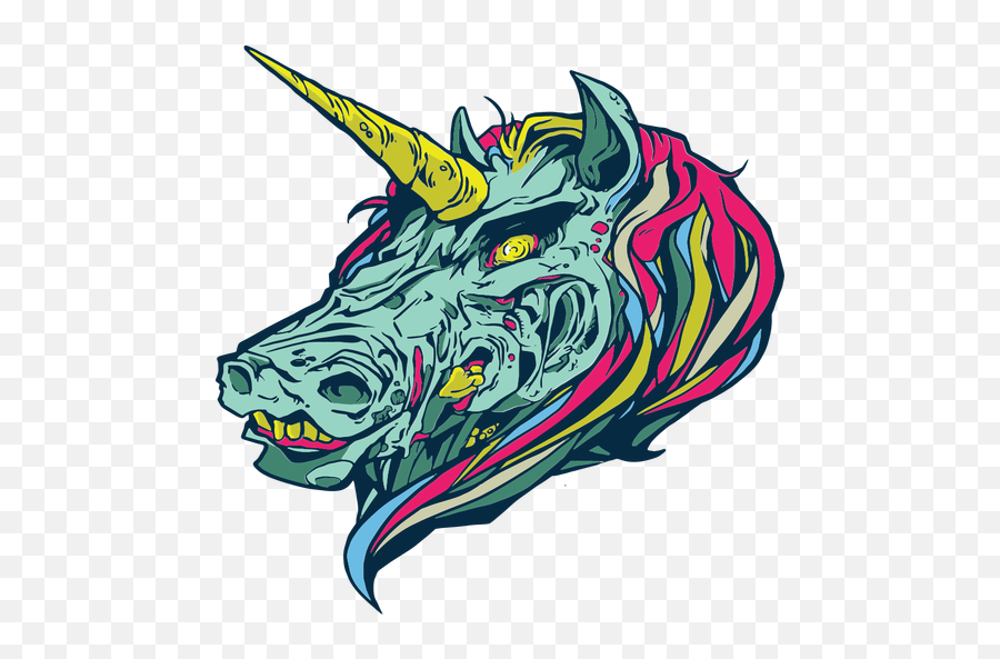 Zombie Unicorn Illustration - Transparent Png U0026 Svg Vector File Unicornio Zombie Png,Unicorn Horn Transparent