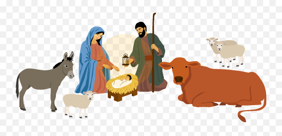 Nativity Scene And Stable Clipart - Nativity Stable Animals Clipart Png,Stable Png