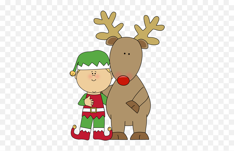 Lutin Et Renne U2026 Christmas Card Ornaments Elf - Christmas Clipart For Kids Png,Reindeer Clipart Png