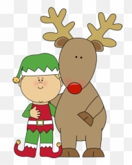 Lutin Et Renne U2026 Christmas Card Ornaments Elf - Christmas Clipart For Kids Png,Reindeer Clipart Png