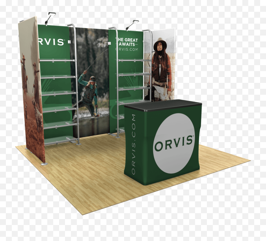 Waveline Merchandiser 10ft Trade Show Display Kit - 1016 Podium Png,Icon Corner Shelves