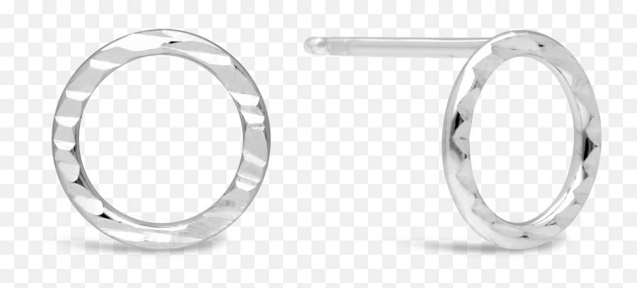 Silver Fancy Open Circle Diamond Cut Stud Earring - Earrings Png,Fancy Circle Png