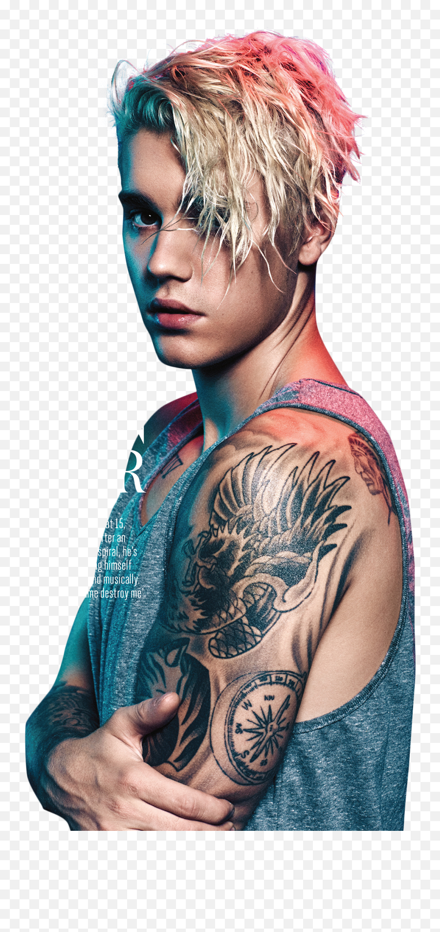 Justin Bieber Blue Red Light Png Image - Sleeve Justin Bieber Tattoo,Justin Bieber Hair Png