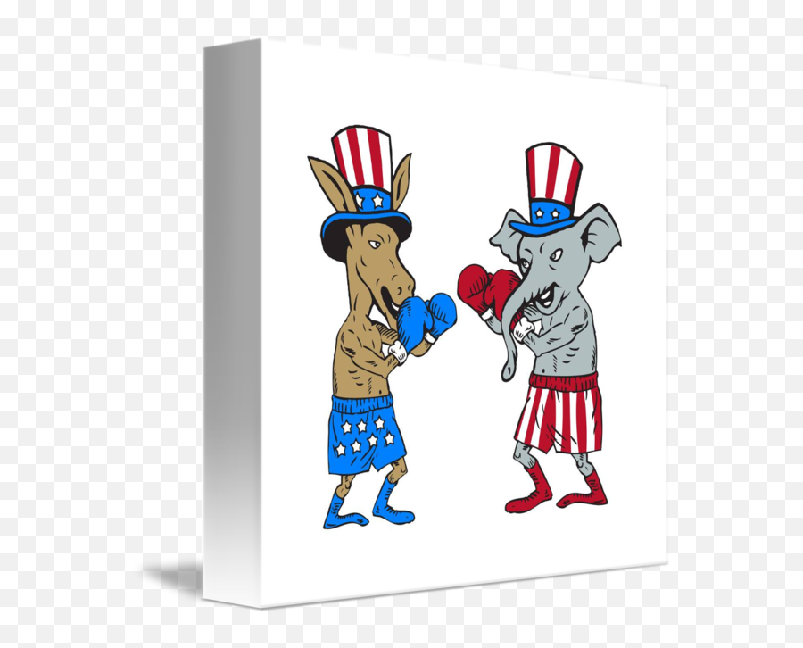 Boxer And Republican Elephant Masc - Republican Elephant Democrat Donkey Cartoon Png,Republican Elephant Png